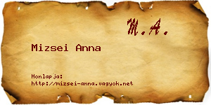 Mizsei Anna névjegykártya